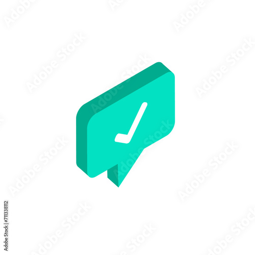 Speech bubble chat icon. isometric style, vector isolated illustration creative design idea.