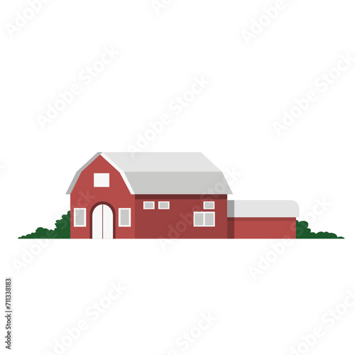Farm barn cowshed building exterior vector illustrations.