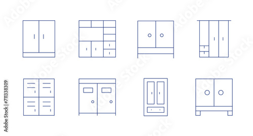 Wardrobe icons. Editable stroke. Containing closet, locker, dressingroom, wardrobe, lockers.