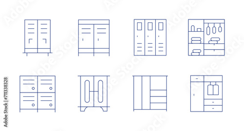 Wardrobe icons. Editable stroke. Containing locker, lockerroom, lockers, wardrobe.