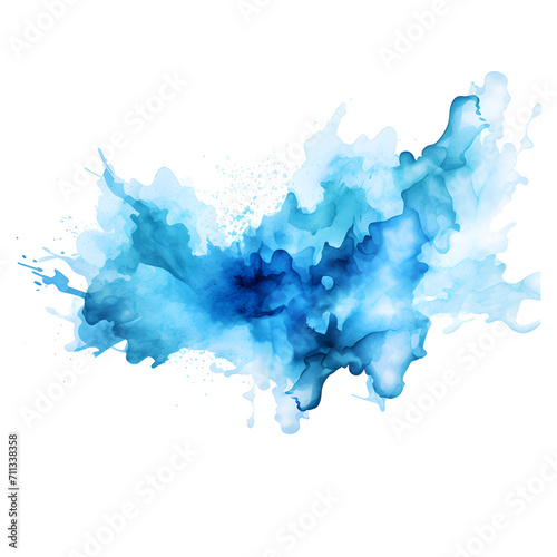 Blue watercolor. big spot. Bright blue paint stains on a white background. blue design on white background.