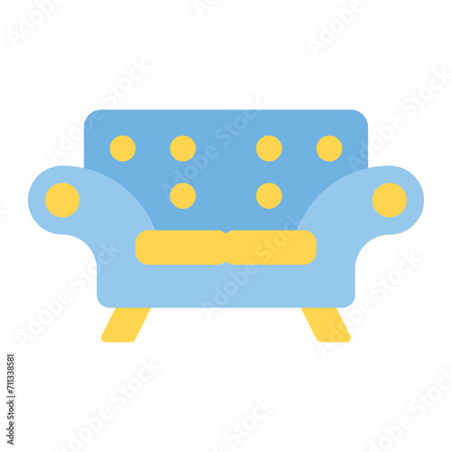 couch icon vector or logo illustration flat color style