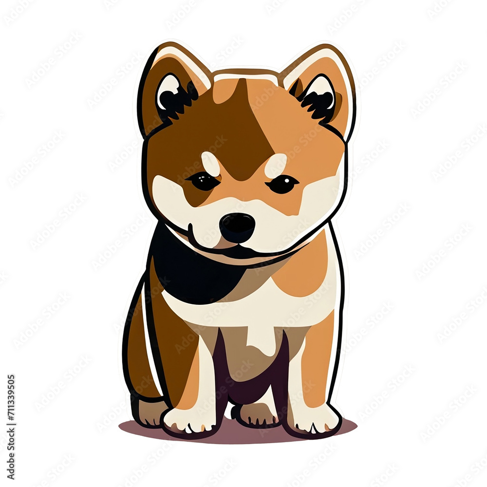 Fototapeta premium Cute Dog Shiba Inu Illustration Image. Generative AI
