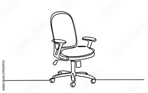 Continuous one line drawing of office swivel chair