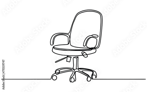 Continuous one line drawing of office swivel chair