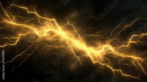 yellow lightning on night sky photo