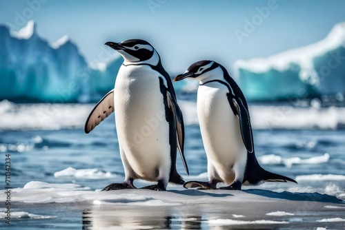 Elevate your appreciation for nature s wonders with a captivating scene of a chinstrap penguin enjoying the serene beauty of an Antarctic beach.