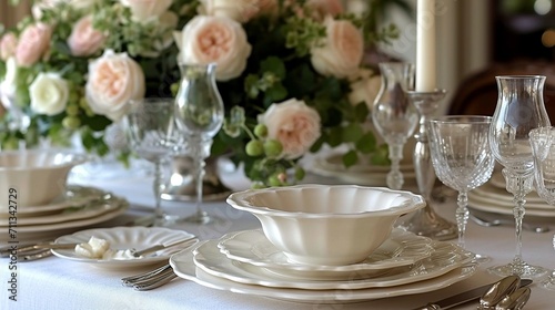 Embrace elegance and simplicity with a white table adorned by minimalist plates and gleaming silverware.