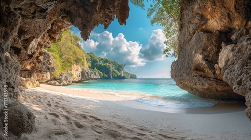 A hidden cove with secluded white sand