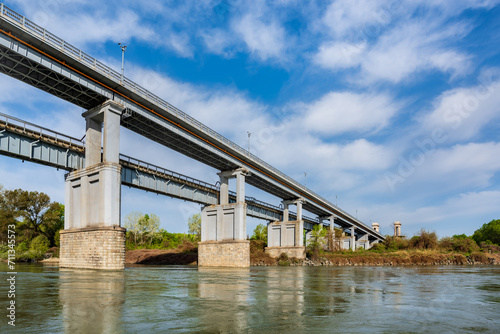 The Friendship bridge over Danube river - Podul prieteniei Giurgiu - Russe , Romania - Bulgaria