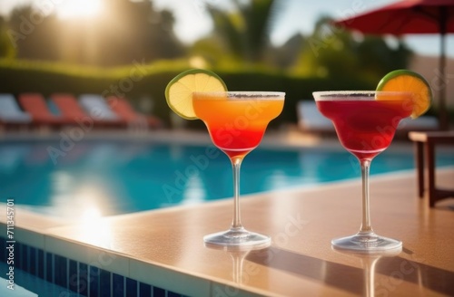 Poolside Cocktail. Vacation concept 
