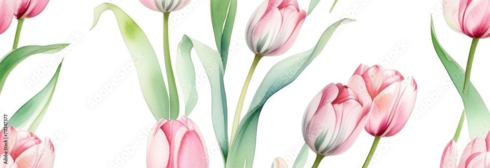 Obraz premium pastel tulips watercolor background. tulips space for text