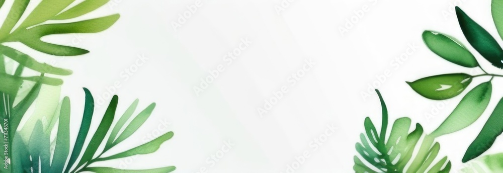 green leaves watercolor copyspace. green leaves with space for text green leaves watercolor copyspace. green leaves with space for text