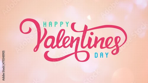 Happy valentines day greeting animation text in peach fuzz color of the year 2024, 4K Background photo