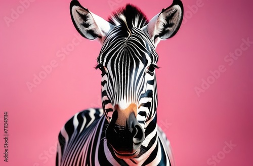 zebra on a pink background