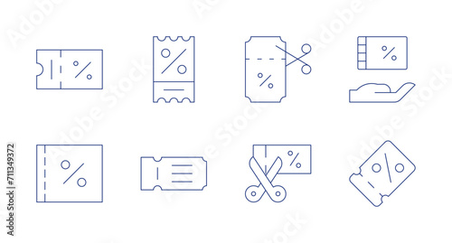 Coupons icons. Editable stroke. Containing discount, voucher, coupon.