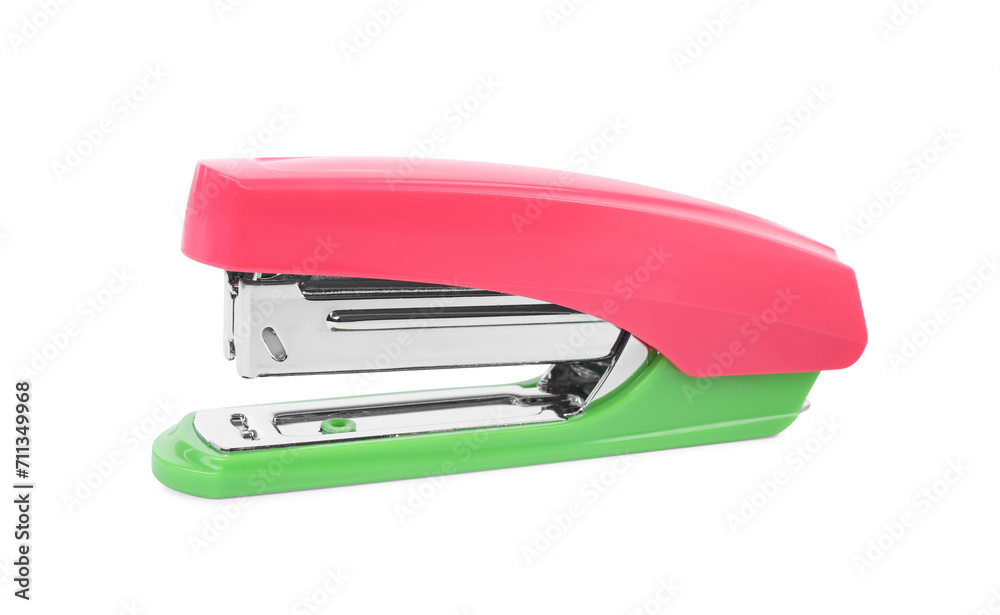 One new bright stapler isolated on white One new bright stapler isolated on white