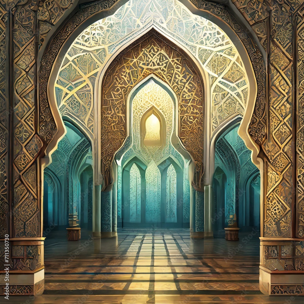 Islamic architecture ornament wall for background