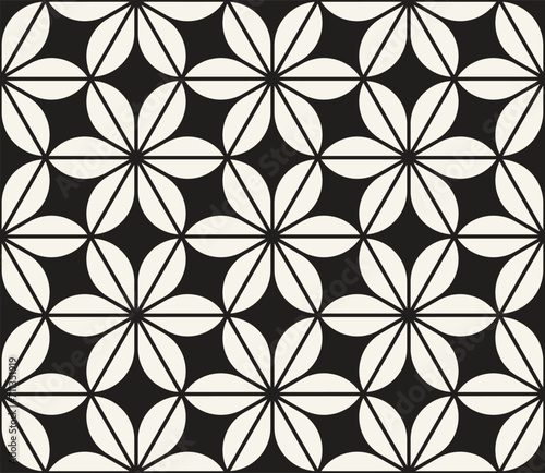 Vector seamless pattern. Repeating geometric elements. Stylish monochrome background design.