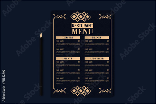 luxury Food Menu Design template Layout for restaurant