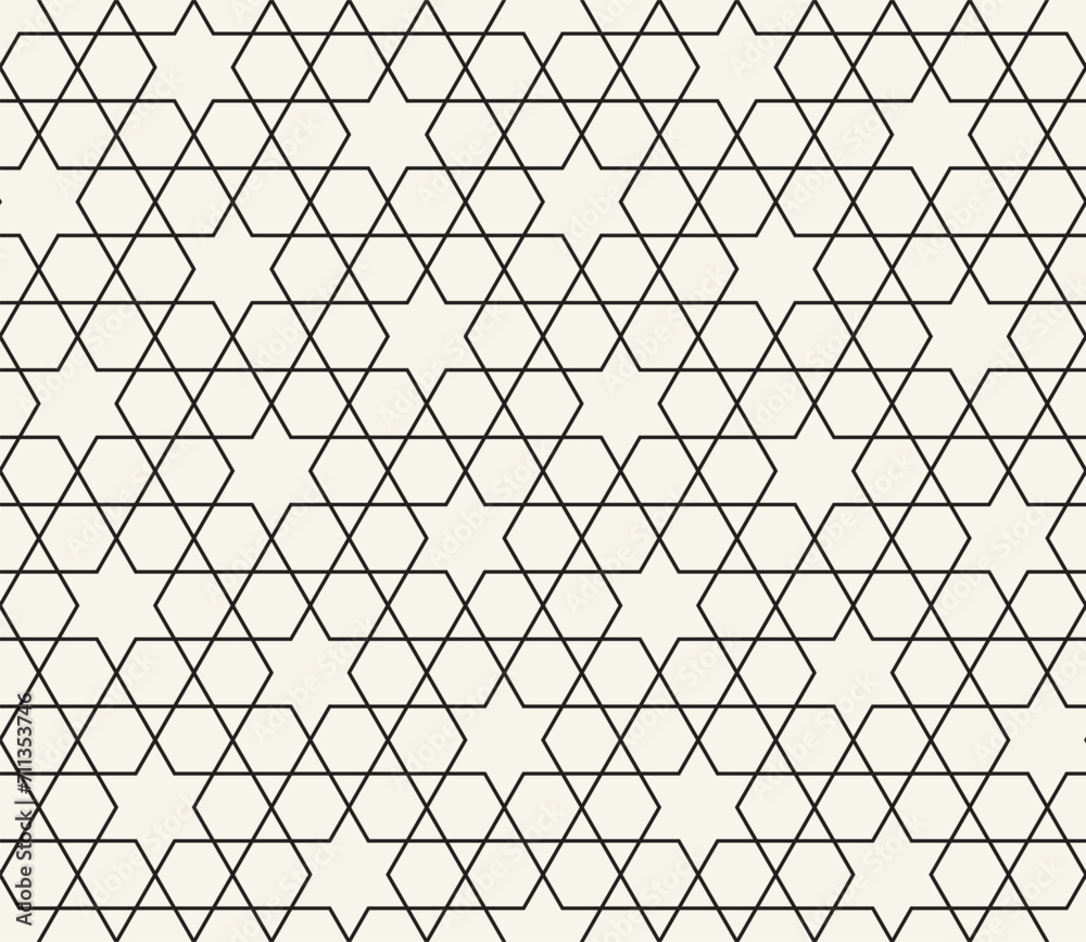 Fototapeta premium Vector seamless pattern. Repeating geometric elements. Stylish monochrome background design.