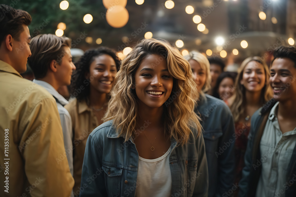 Group of People Standing Together in a Circle to Discuss. Generative AI.