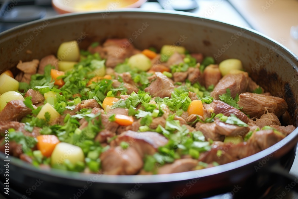lamb tagine at the beginning of the stewing process