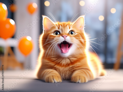 orange cat happy