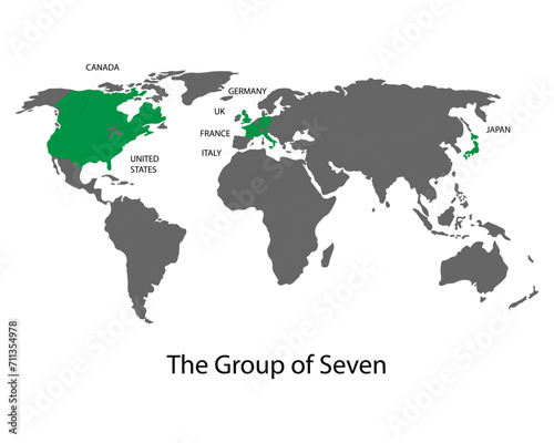 World map vector- the group of seven