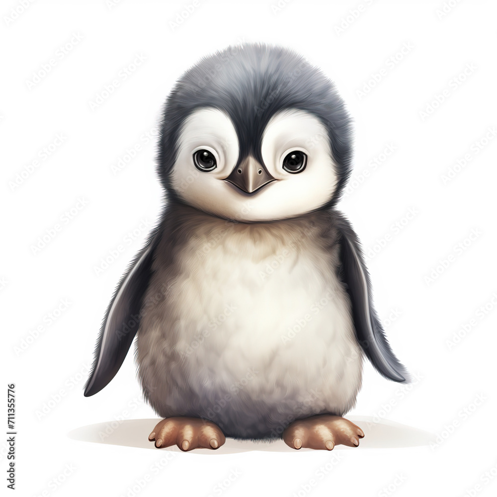 Fototapeta premium Small baby penguine on white background