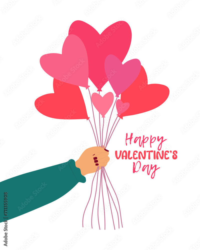 Valentine's day card with romantic phrase about love isolated on white background. Vector Illustration - Vector