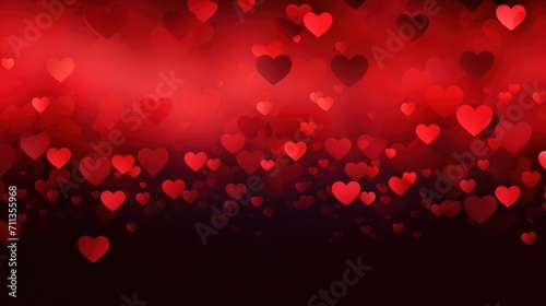 Romantic red hearts floating on dreamy background. Valentine's Day celebration.