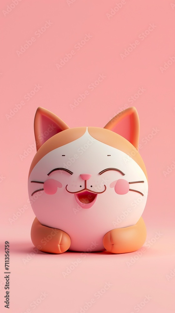Close-up: happy cat head, cartoon, minimalism, 3D style, 3D render, HD, 8K, gradient background - generative ai Close-up: happy cat head, cartoon, minimalism, 3D style, 3D render, HD, 8K, gradient background - generative ai