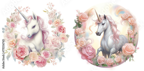 A magical nursery illustration with a baby unicorn