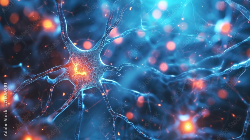 Energetic Neurons, Neuronal Network Exhibiting Neuron Cell Electrical Activities. Studies in Neuroscience, Neurology, and Cerebral Activity, AI Generated Energetic Neurons, Neuronal Network Exhibiting Neuron Cell Electrical Activities. Studies in Neuroscience, Neurology, and Cerebral Activity, AI Generated