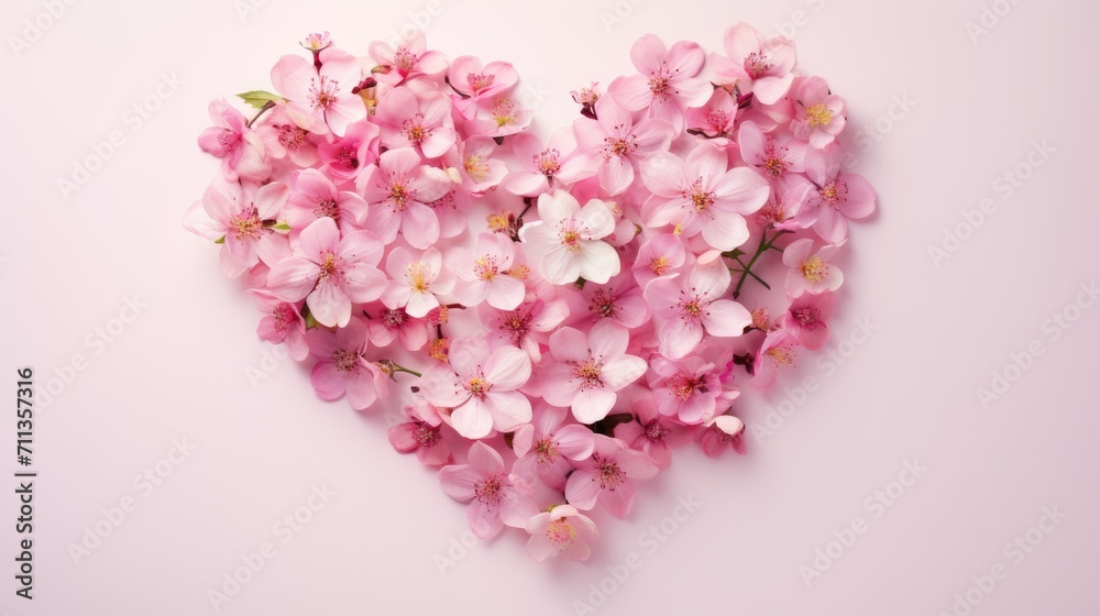 Heart made of pink flowers, Ai Generated