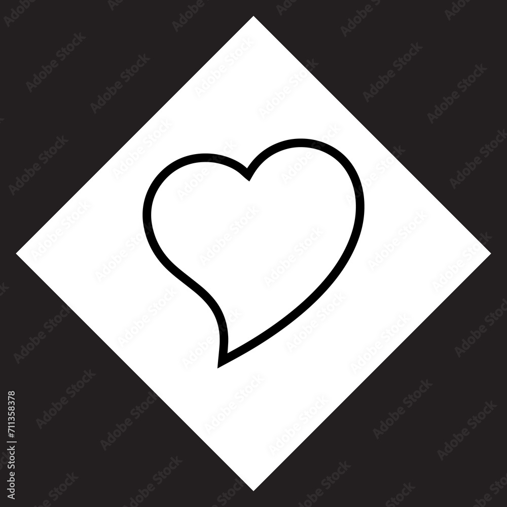 Heart icon vector. Love logo design. Heart vector icon illustration in rhombus isolated on black background Heart icon vector. Love logo design. Heart vector icon illustration in rhombus isolated on black background