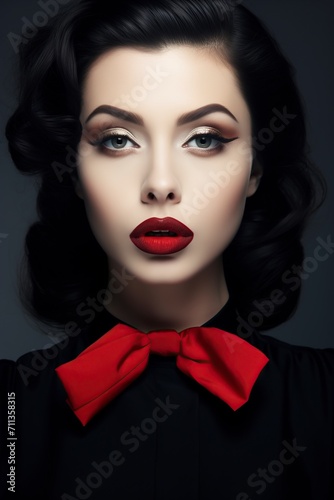 a beautiful and elegant woman with red lips