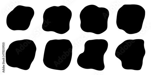 Liquid blob shapes, vector organic random forms, black fluid silhouette, simple smooth ink stain. Flat design elements. Vector illustration photo