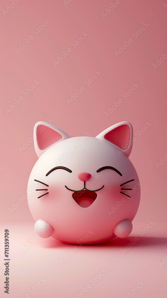 Close-up: happy cat head, cartoon, minimalism, 3D style, 3D render, HD, 8K, gradient background - generative ai Close-up: happy cat head, cartoon, minimalism, 3D style, 3D render, HD, 8K, gradient background - generative ai