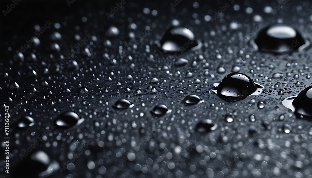 Raindrop macro close-up on a dark grey background 