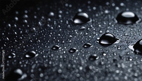 Raindrop macro close-up on a dark grey background 