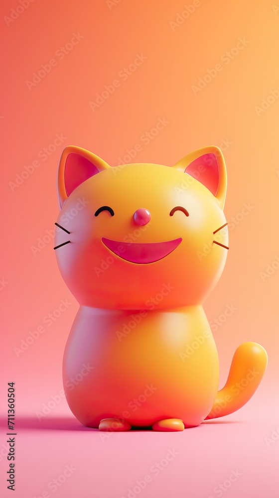 Close-up: happy cat head, cartoon, minimalism, 3D style, 3D render, HD, 8K, gradient background - generative ai Close-up: happy cat head, cartoon, minimalism, 3D style, 3D render, HD, 8K, gradient background - generative ai