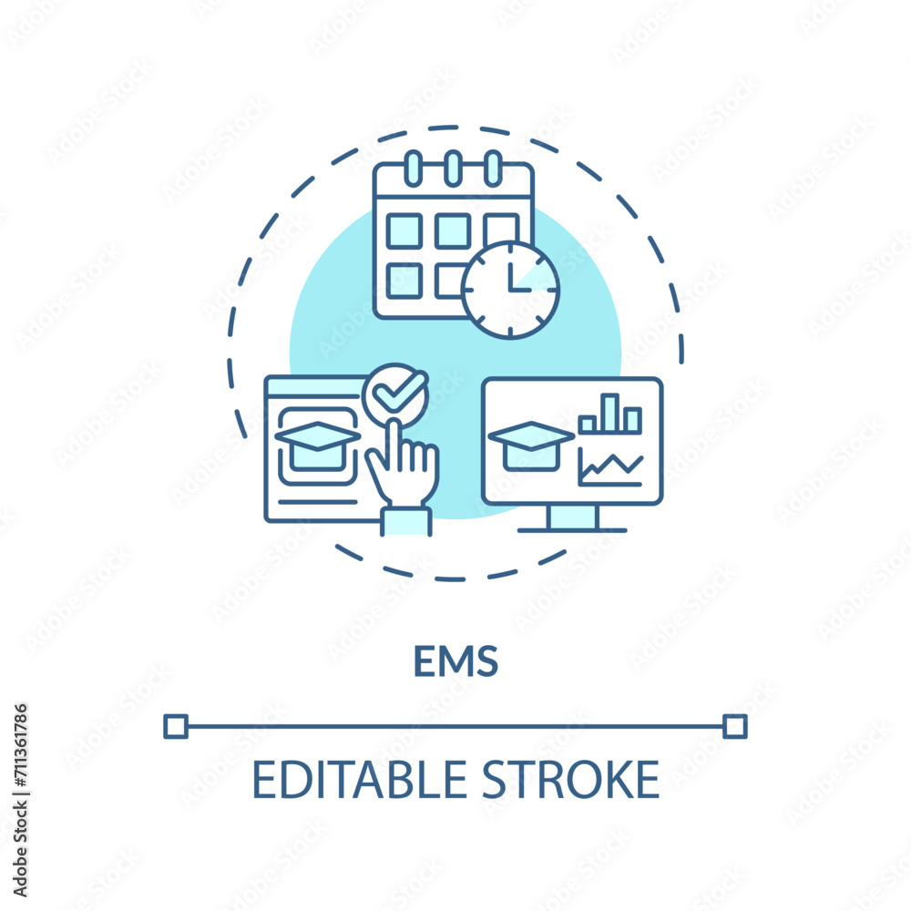 2D editable blue EMS icon, monochromatic isolated vector, thin line illustration representing extracurricular activities.