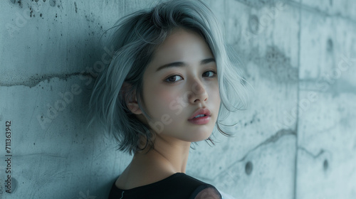 若いヘアモデル　ヘアカラー