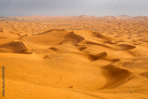 Colorful desert dunes with beautiful background in Sahara, Merzouga, Morocco