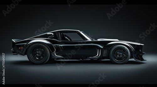Realistic black car SUV isolated on black background side view © Eugenia