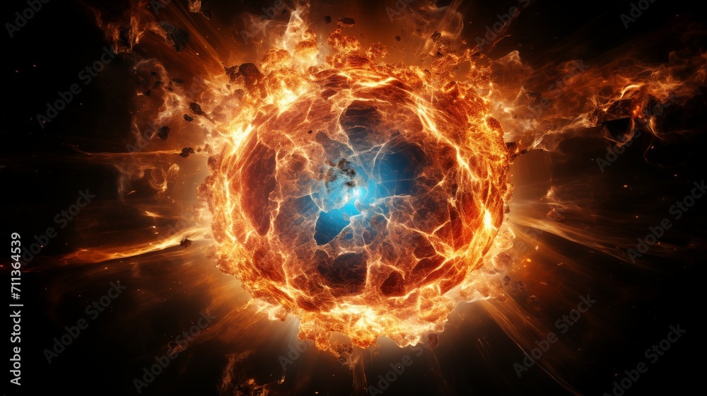 Fototapeta premium Fiery Cosmic Explosion in Space, Abstract Energy Concept