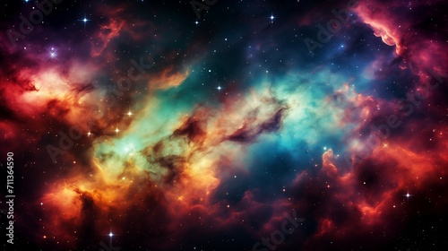 Vibrant Cosmic Nebula with Stars, Colorful Space Background