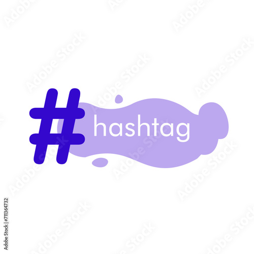 Hashtag mockup icon. Flat, blue, grid icon, hashtag mockup, place for hashtag. Vector icon